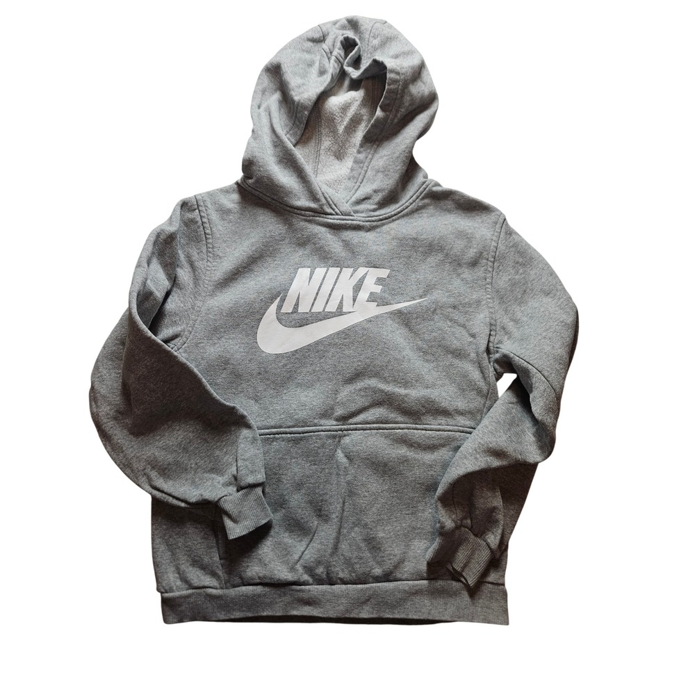 Nike Sportswear Club Fleece Hoodie Heather Grey White Futura Logo Pullover Large